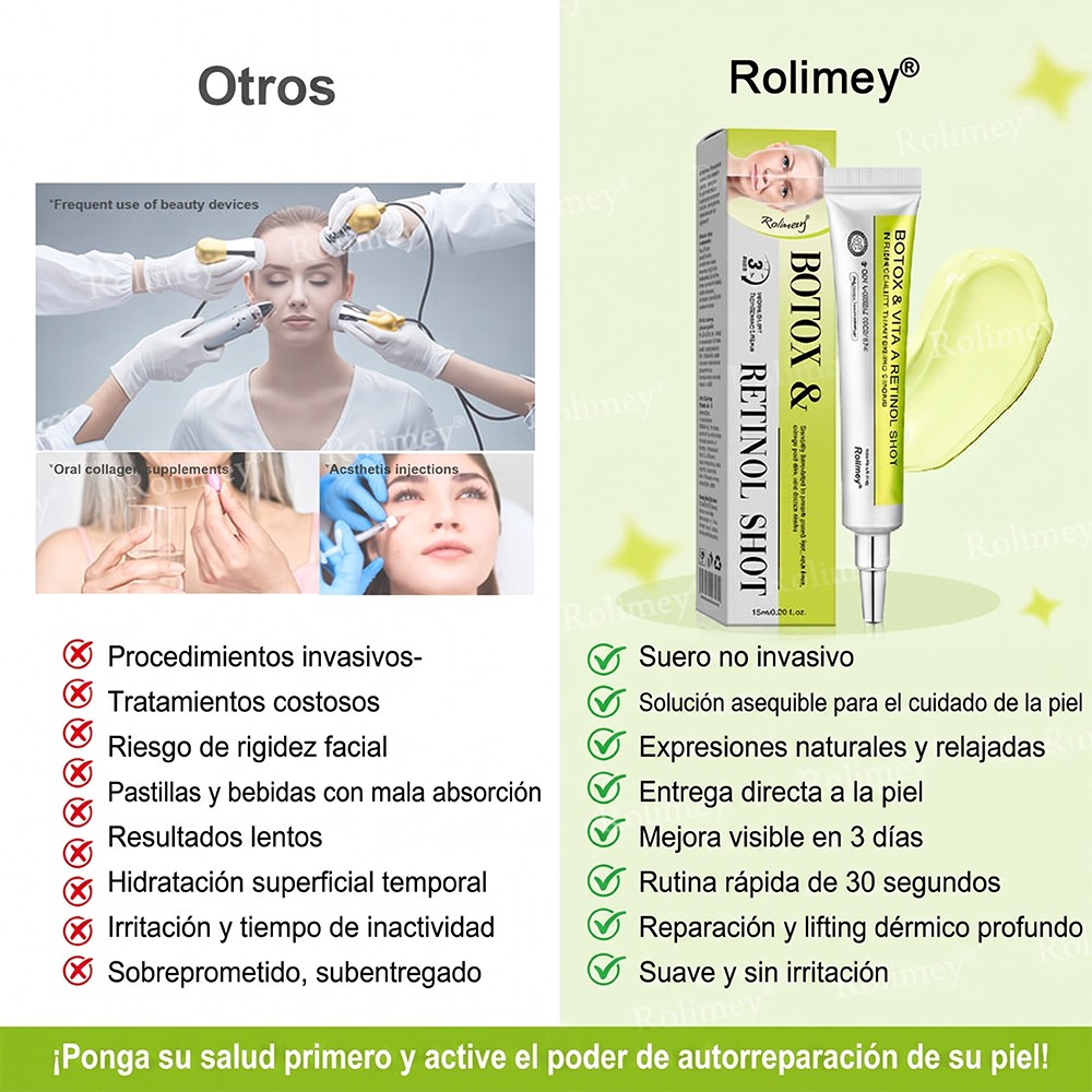 [⏰ ¡Último día! 40% de descuento] Rolimey® Botox & Vita-A Retinol Shot Crema Reafirmante y Lifting de Arrugas