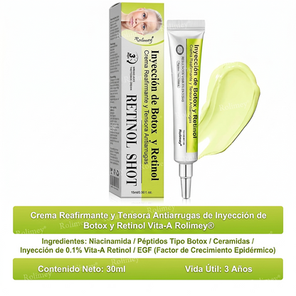 [⏰ ¡Último día! 40% de descuento] Rolimey® Botox & Vita-A Retinol Shot Crema Reafirmante y Lifting de Arrugas