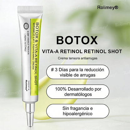 [⏰ ¡Último día! 40% de descuento] Rolimey® Botox & Vita-A Retinol Shot Crema Reafirmante y Lifting de Arrugas