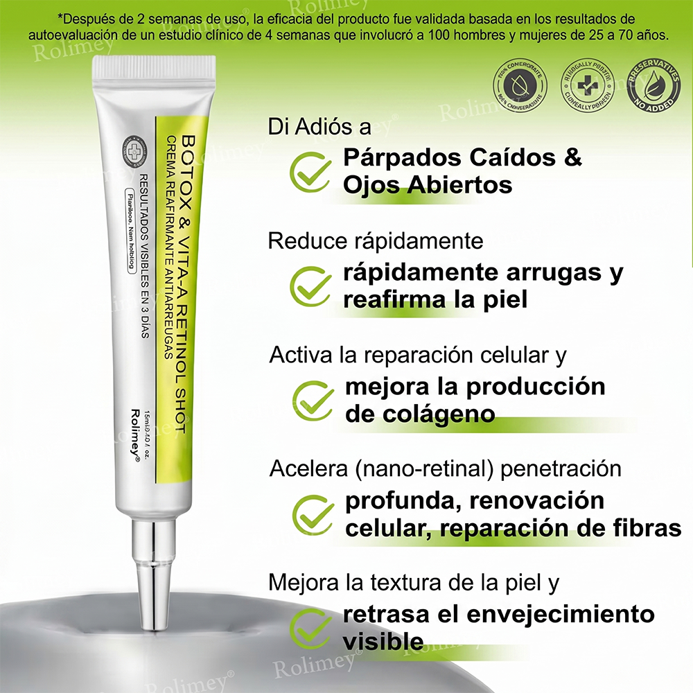 [⏰ ¡Último día! 40% de descuento] Rolimey® Botox & Vita-A Retinol Shot Crema Reafirmante y Lifting de Arrugas