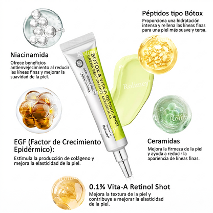 [⏰ ¡Último día! 40% de descuento] Rolimey® Botox & Vita-A Retinol Shot Crema Reafirmante y Lifting de Arrugas