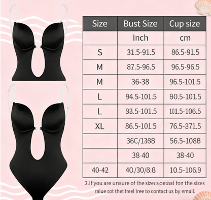 Backless Deep V Neck Shapewear Bodysuit U Plunge Clear Strap Padded Body Shaper
